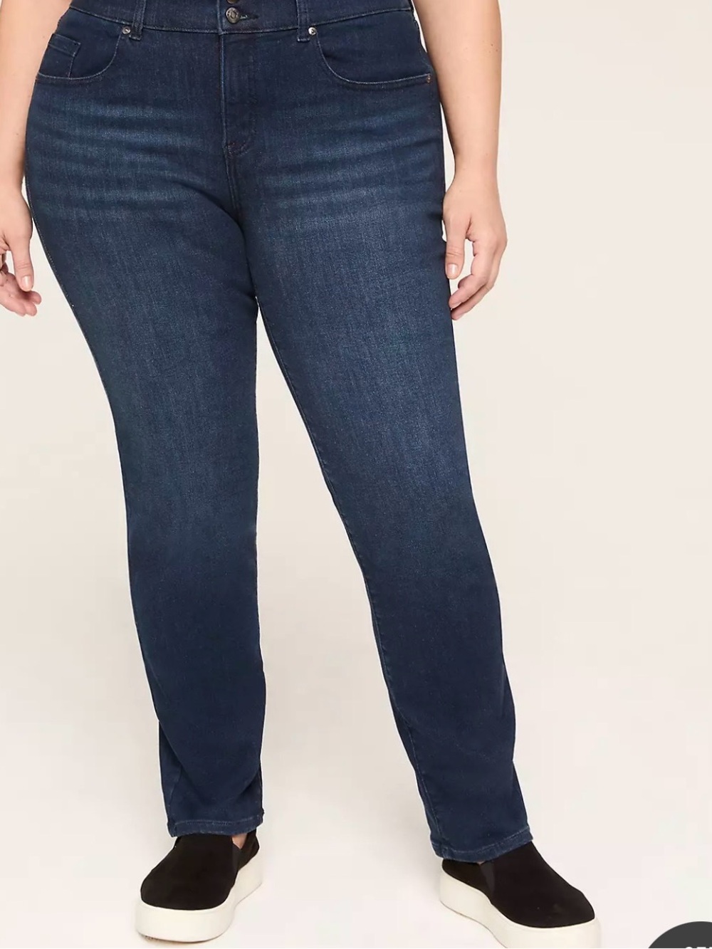 Lane Bryant High Rise Tighter Tummy Straight Leg Dark Rinse Denim Jeans, 22w